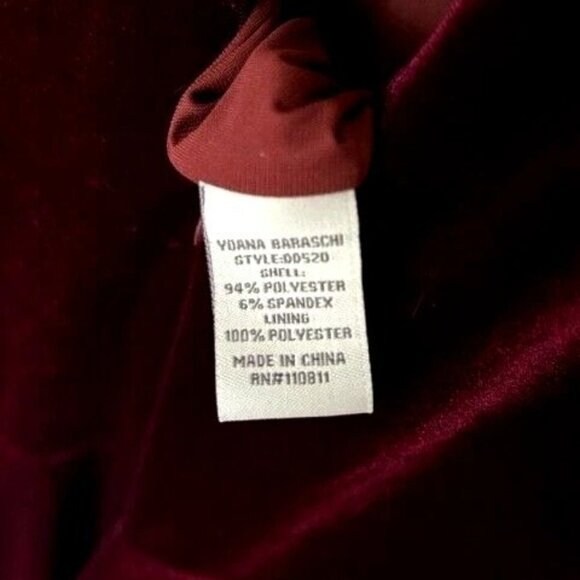 Yoana Baraschi Y2k Velvet Bodycon Fishtail V Neck Dress Womens Size 8 Burgundy - Picture 14 of 14